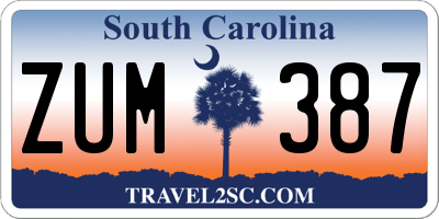 SC license plate ZUM387