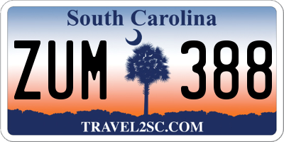 SC license plate ZUM388