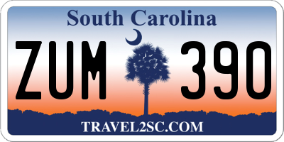 SC license plate ZUM390