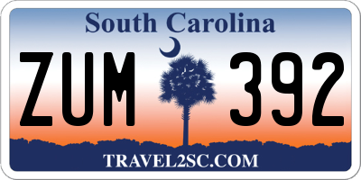 SC license plate ZUM392