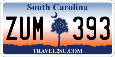 SC license plate ZUM393