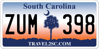 SC license plate ZUM398