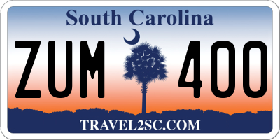 SC license plate ZUM400