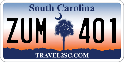 SC license plate ZUM401
