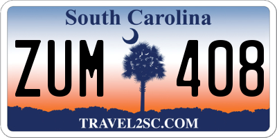 SC license plate ZUM408