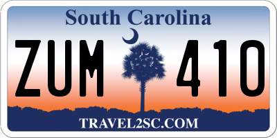 SC license plate ZUM410