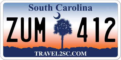 SC license plate ZUM412