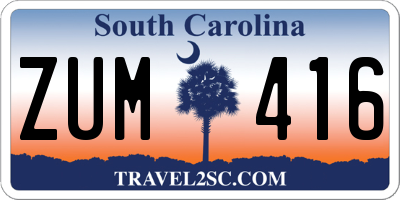 SC license plate ZUM416