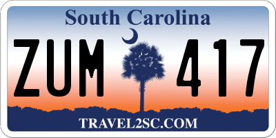 SC license plate ZUM417