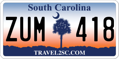 SC license plate ZUM418