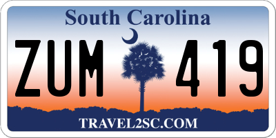 SC license plate ZUM419