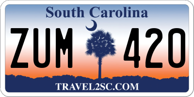 SC license plate ZUM420