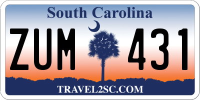 SC license plate ZUM431