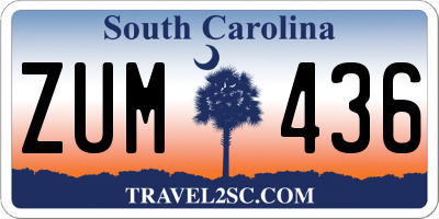 SC license plate ZUM436