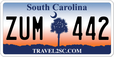 SC license plate ZUM442