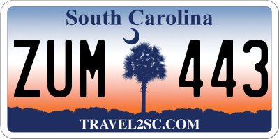 SC license plate ZUM443