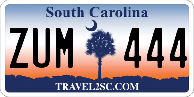 SC license plate ZUM444