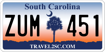 SC license plate ZUM451