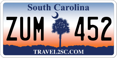 SC license plate ZUM452