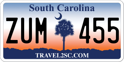 SC license plate ZUM455