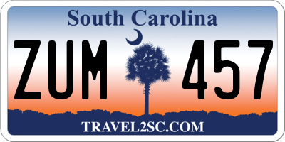 SC license plate ZUM457