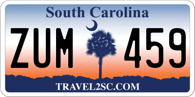 SC license plate ZUM459