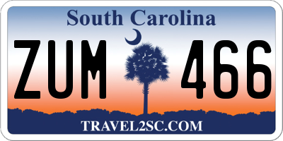 SC license plate ZUM466