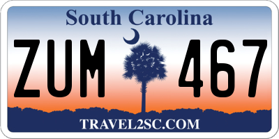SC license plate ZUM467