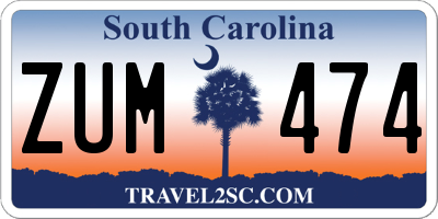 SC license plate ZUM474