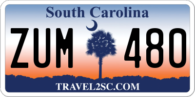 SC license plate ZUM480