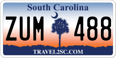 SC license plate ZUM488