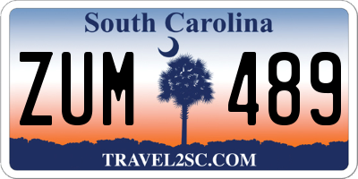 SC license plate ZUM489