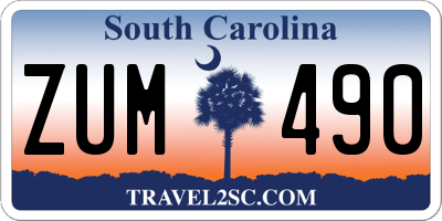 SC license plate ZUM490