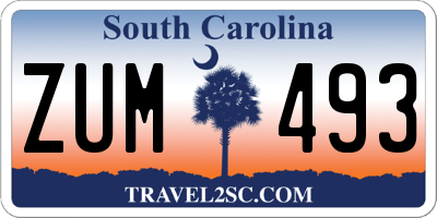 SC license plate ZUM493
