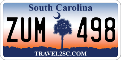 SC license plate ZUM498