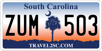 SC license plate ZUM503