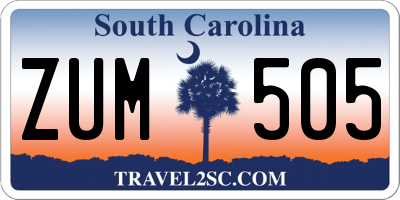 SC license plate ZUM505