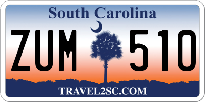 SC license plate ZUM510