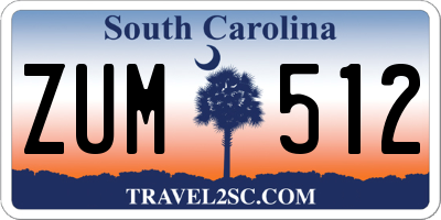SC license plate ZUM512