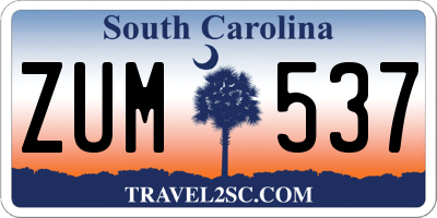 SC license plate ZUM537