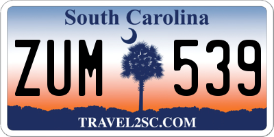SC license plate ZUM539