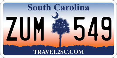 SC license plate ZUM549