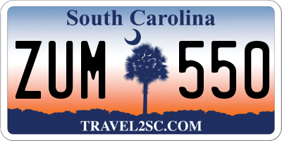 SC license plate ZUM550