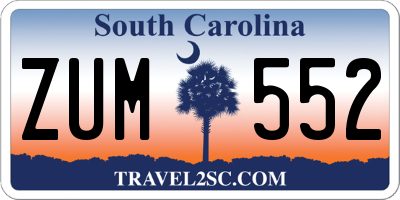 SC license plate ZUM552