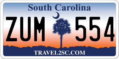 SC license plate ZUM554