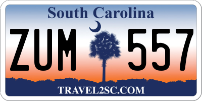 SC license plate ZUM557