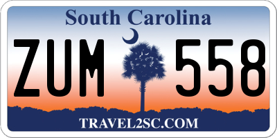 SC license plate ZUM558