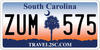 SC license plate ZUM575