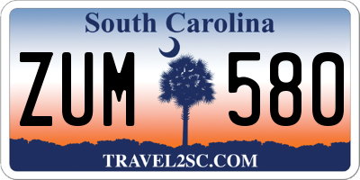 SC license plate ZUM580