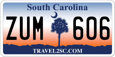 SC license plate ZUM606